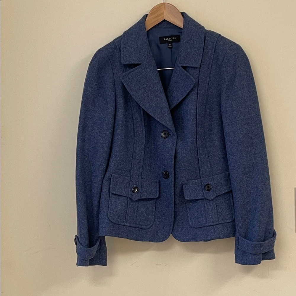 Talbots Wool Blend Blue Blazer Jacket 10P Classic Workwear - Picture 2 of 8